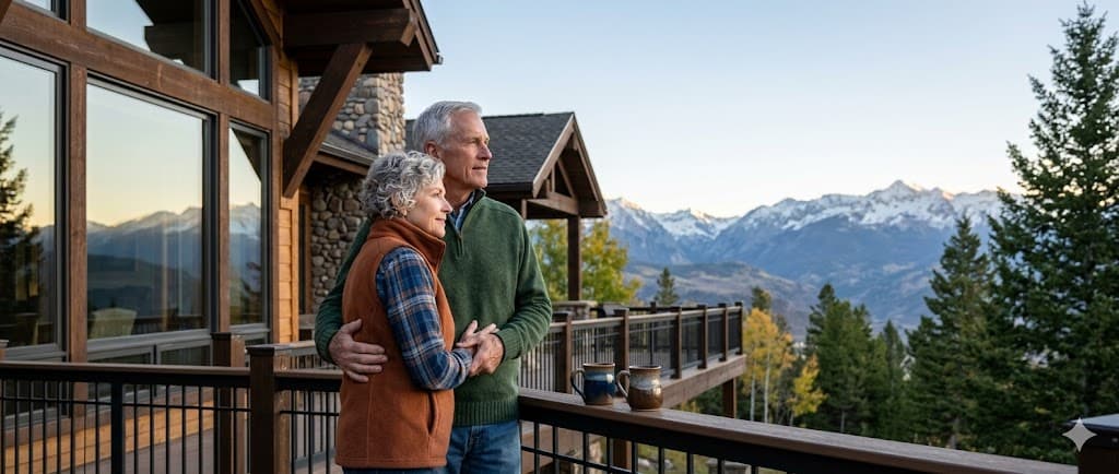 Senior couple enjoying their Colorado home